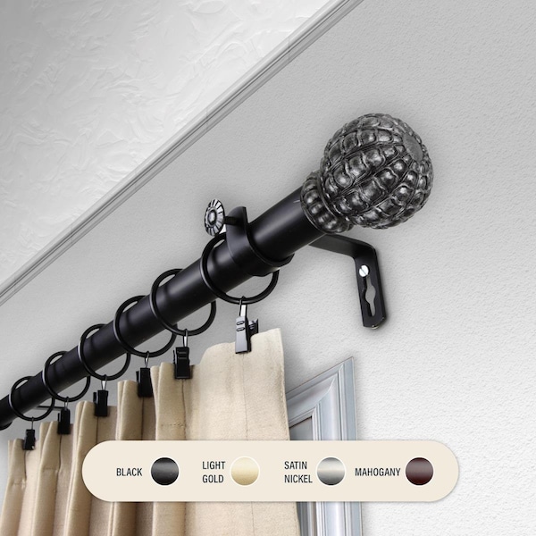 Kd 1 in. Velia Curtain Rod with 160 to 240 in. Extension, Black KD3736782 - main